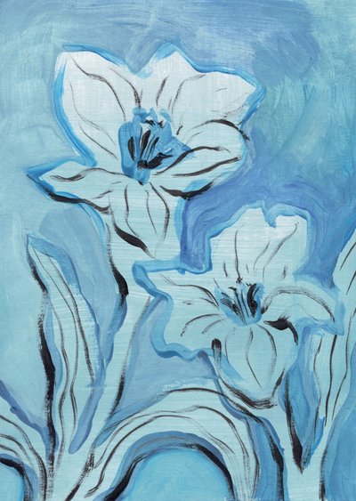 Abstrakte blaue Blüten von Catalina Somolinos