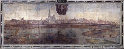 Ansicht der Stadt Wien, Österreich. Ansicht der Städte des Habsburgerreiches. Fresko des Michelozzo-Hofes im Palazzo Vecchio in Florenz. Gemälde von Sebastiano Veronese Giovanni Lombardi, Cesare Baglioni und Turino da Piamonte, um 1565. von Cesare Baglioni