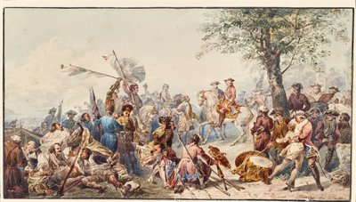 Englischer Feldherr und Soldaten auf Hügel von Cesare Provaggi