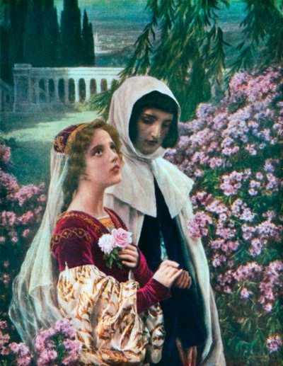 Dante und Beatrice im Garten von Cesare Saccaggi
