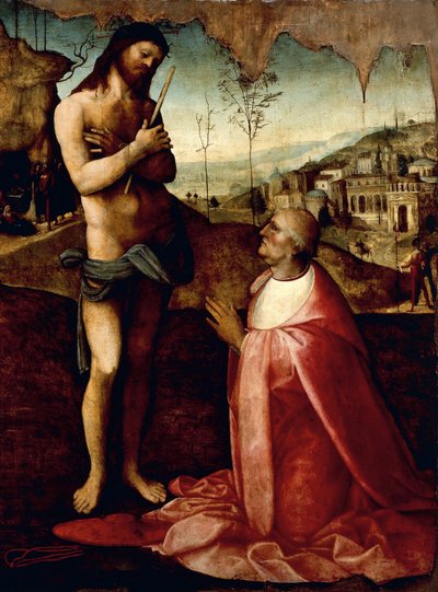 Christus leidend und der Kardinal Oliviero Carafa im Gebet von Cesare da Sesto