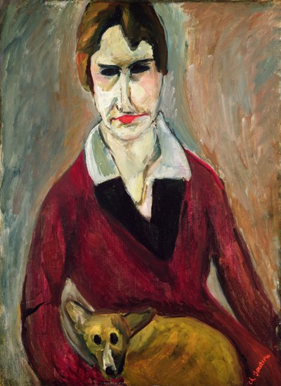Frau mit Hund, ca. 1917-18 von Chaim Soutine