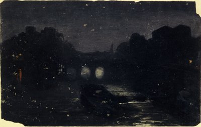 Effet de nuit sur les bords de la Seine, ca. 1870 von Charles Emile Cuisin