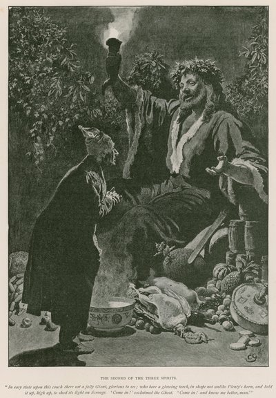 Illustration für Eine Weihnachtsgeschichte von Charles Dickens von Charles (after) Green