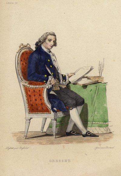 Porträt von Jean Baptiste Gresset von Charles Abraham Chasselat
