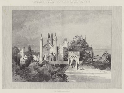 Englische Häuser, Alton Towers, Blick von der Terrasse von Charles Auguste Loye