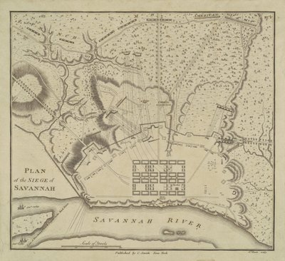 Plan der Belagerung von Savannah, 1796 von Charles Balthazar Julien Févret de Saint Mémin