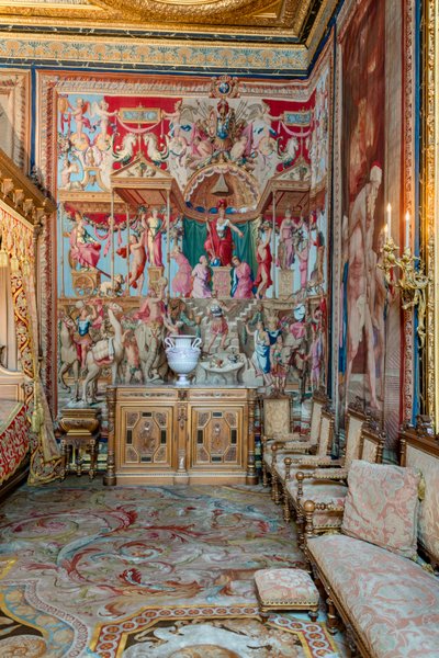 Schlafzimmer von Anne von Österreich im Papstapartment von Charles & Cotelle Jean II (1642 1708) Errard