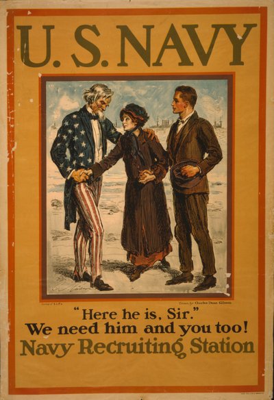 U.S. Navy "Hier ist er, Sir" Wir brauchen ihn und Sie auch! von Charles Dana Gibson