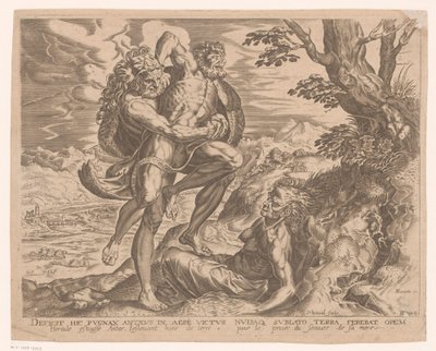 Herkules ringt mit Antäus (Werken van Hercules naar Frans Floris) von Charles David