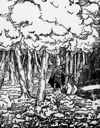 Holzschnitt von Charles Doudelet (1861-1938) für Pelléas und Mélisande von Maurice Maeterlinck (1862-1949), veröffentlicht von Claudio Argentieri, Spoleto, Italien von Charles Doudelet