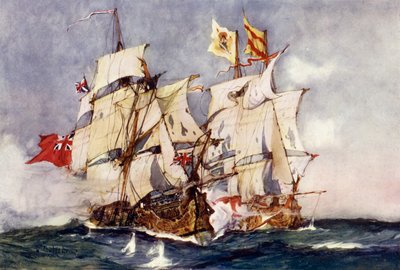 Ansons Centurion erobert die spanische Galeone Nuestra Senora de Cabadonga, 1743 von Charles Edward Dixon
