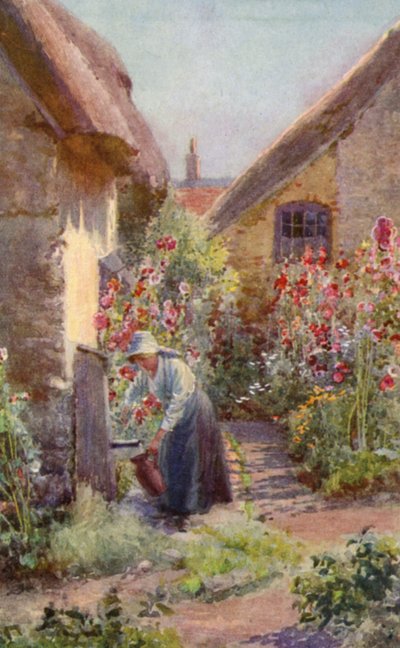 Stockrosen in einem Cottage-Garten von Charles Edwin Flower