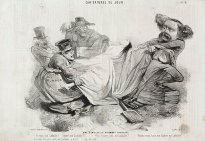 Caricature du Jour: Nr. 78, Un Demoiselle vivement disputée von Charles Emile Jacque