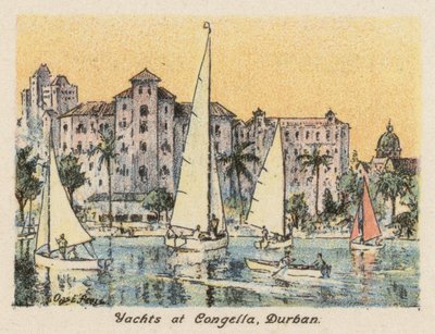 Südafrika: Yachten bei Congella, Durban (Farblithografie) von Charles Ernest Peers