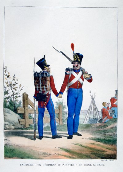 Uniform eines Regiments der Schweizer Infanterie, Frankreich, 1823 von Charles Etienne Pierre Motte