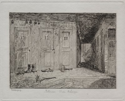 Innenraum eines Gasthauses, 1861 von Charles Francois Daubigny