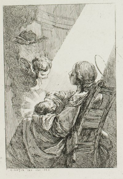 Die Jungfrau Maria wiegt das Jesuskind von Charles Francois Hutin