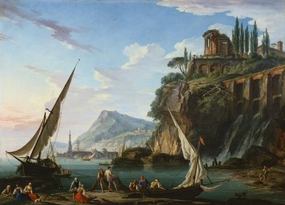 Küstenlandschaft mit dem Tempel der Sibylle, Tivoli von Charles Francois Lacroix de Marseille