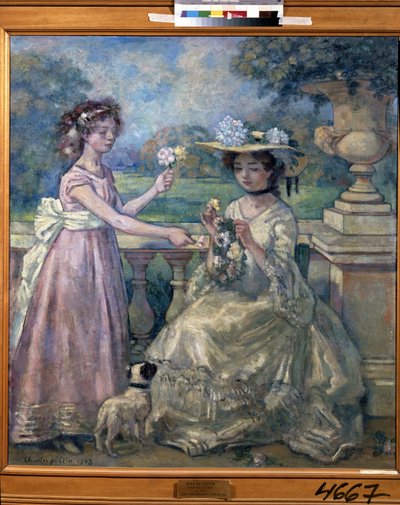 Zwei Mädchen auf einer Terrasse von Charles Francois Prosper Guerin