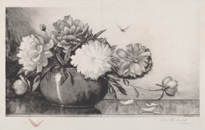 Unbetitelt Pfingstrosen in einer Schale von Charles Frederick William Mielatz