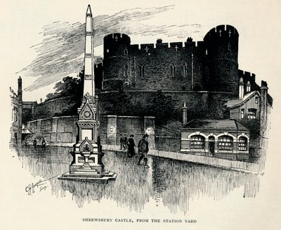 Shrewsbury Castle, vom Bahnhofshof, um 1893, 1894 von Charles George Harper