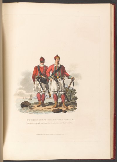 Fremdkorps im britischen Dienst. Soldaten des griechischen Leichtinfanterieregiments von Charles Hamilton (after) Smith