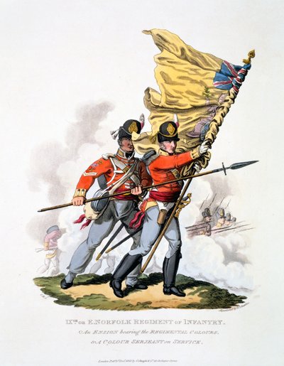 Uniform und Farben des 9. oder East Norfolk Regiments der Infanterie, aus 