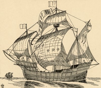 Ein Schiff aus der Zeit von Christoph Kolumbus, 1931 von Charles Henry Bourne Quennell