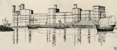 Außenansicht von Caernarvon Castle, Nordwales, 1931 von Charles Henry Bourne Quennell
