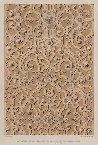 Ein Teil der Galerie-Decke, Charlton House, Wilts, die Decke ist 17 Fuß breit und etwa 115 Fuß lang von Charles James Richardson