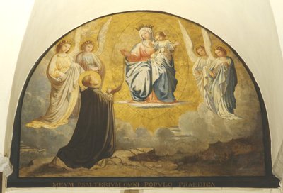 Jungfrau überreicht Rosenkranz an San Damiano von Charles Jean Baptiste Besson