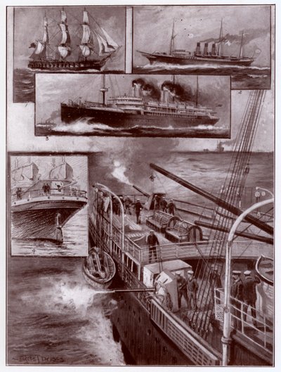 Bewaffnete Handelsschiffe (Lithografie) von Charles John de (after) Lacy