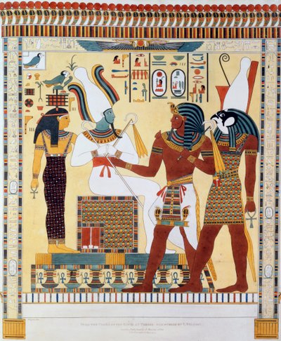 Wandmalerei aus den Gräbern der Könige von Theben, entdeckt von G. Belzoni, 1820-1822 von Charles Joseph Hullmandel