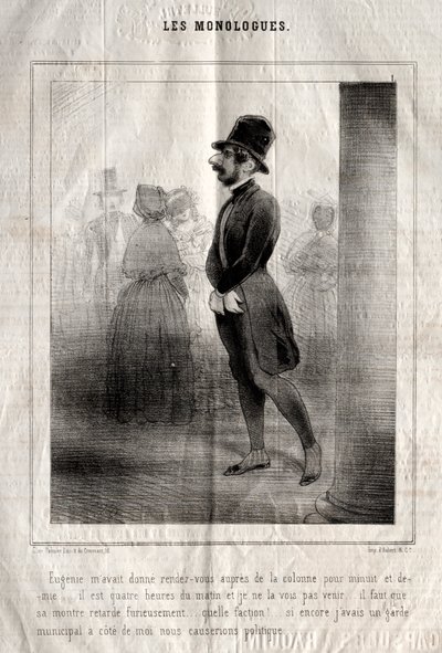 Les Monologues: Eugénie hatte mir um halb eins an der Säule ein Rendezvous gegeben... von Charles Joseph Traviès de Villers