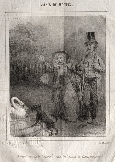 Szenen der Sitten: Bellotte! meine kleine Bellote! willst du diesen hässlichen Fisch lassen! von Charles Joseph Traviès de Villers