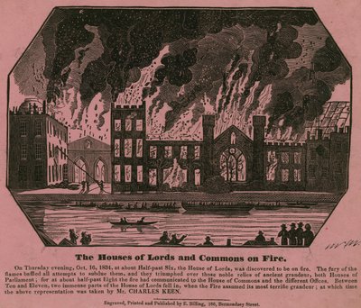 Die Häuser von Lords und Commons in Flammen, 16. Oktober 1834 von Charles Keene