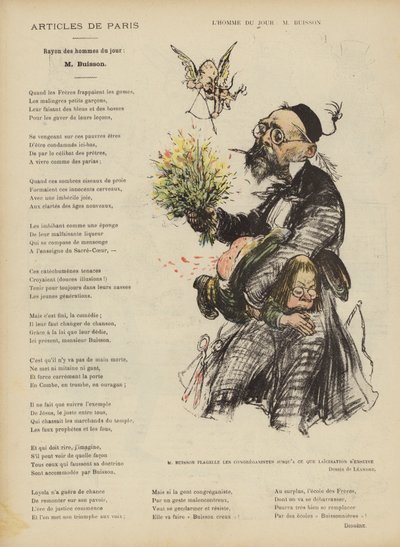 Karikatur des französischen Politikers Ferdinand Buisson. Illustration für Le Rire von Charles Leandre