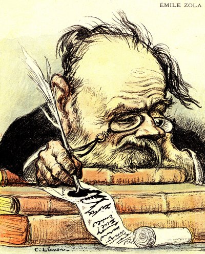 Karikatur von Emile Zola, Illustration von Charles Leandre in „The Rire“ von Charles Leandre