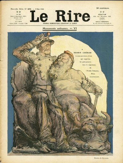 Illustration von Charles Leandre (1862-1934) für das Cover von Le Rire, 09/05/08 - Armee - Vache, Cherie Henry (1867-1936) von Charles Leandre