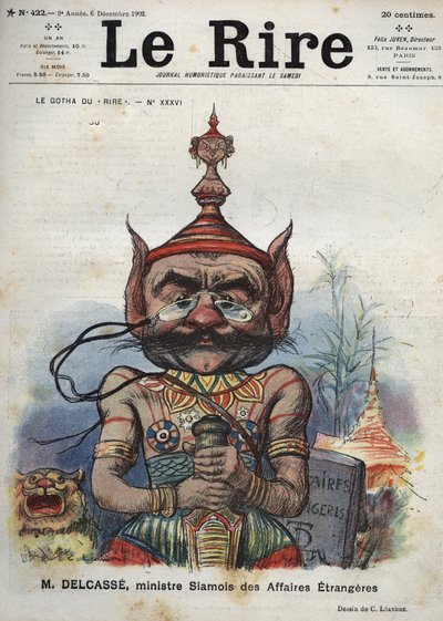 Théophile Delcassé (1852-1923), französischer Politiker - Le Gotha du Rire, Nr. XXXVI, M. Delcassé, siamesischer Außenminister - Karikatur von Charles Léandre - (6. Dezember 1902) von Charles Leandre