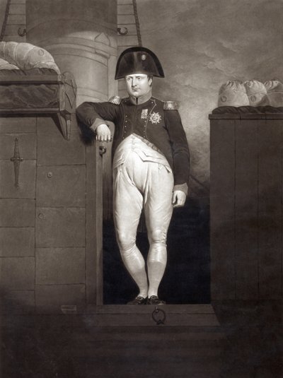 Napoleon Bonaparte auf der Gangway der HMS Bellerophon nach Erreichen des Plymouth Sound, August 1815, graviert von Charles Turner von Charles Lock Eastlake