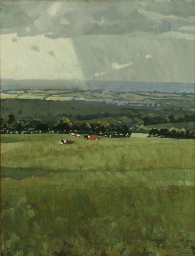 Herbstlandschaft mit ruhenden Rindern von Charles Marie Dulac