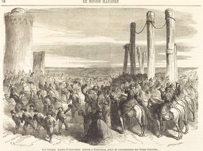 Die Austro-Preußischen Truppen betreten Hamburg ... [obere Hälfte] von Charles Maurand after Godefroy Durand