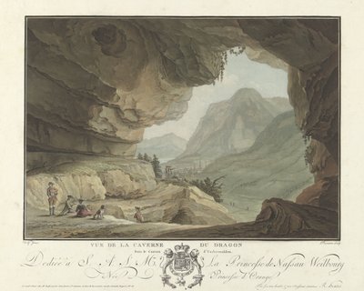 Ansicht einer Landschaft aus der Drachenhöhle von Charles Melchior Descourtis