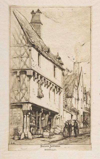 Ein altes Haus oder Das Haus des Musikers, Bourges von Charles Meryon