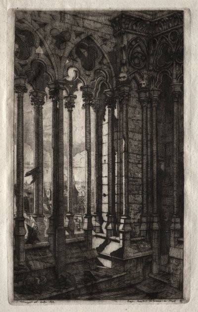 Radierungen von Paris: Die Galerie von Notre Dame, 1853 von Charles Meryon