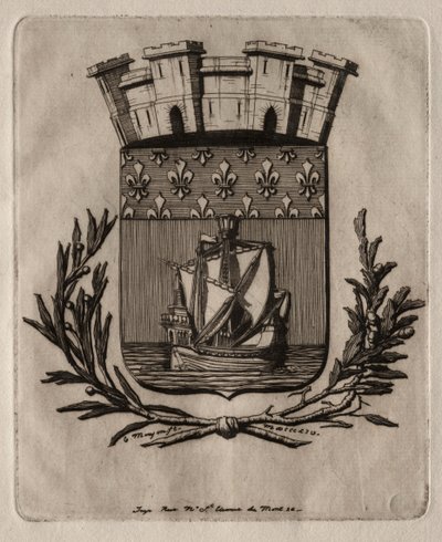 Radierungen von Paris: Die symbolischen Waffen der Stadt Paris, 1854 von Charles Meryon