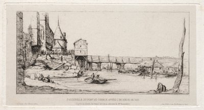 Fußgängerbrücke, die vorübergehend die Börsenbrücke ersetzt, Paris, nach dem Brand von 1621 von Charles Meryon