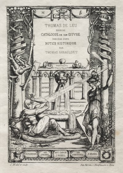 Frontispiz für einen Katalog der Stiche von Thomas de Leu von Charles Meryon
